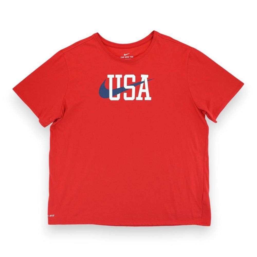 Nike Dri Fit USA Swoosh Red T-shirt Mens XXL Soccer USA Tee